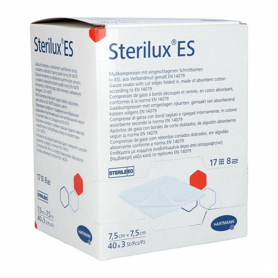 Hartmann Sterilux Es 7,5x7,5cm 8l. St. 40x3 P/s Kopen - Pazzox