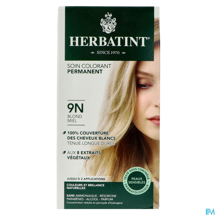 Herbatint Permanente Haarkleuring Honing Blond 9N Gevoelige Hoofdhuid 150ml