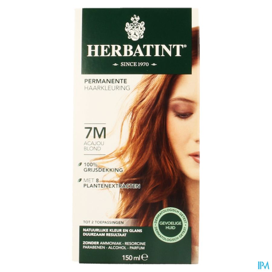 Herbatint Permanente Haarkleuring 7M Blond Acajou Gevoelige Hoofdhuid 150ml