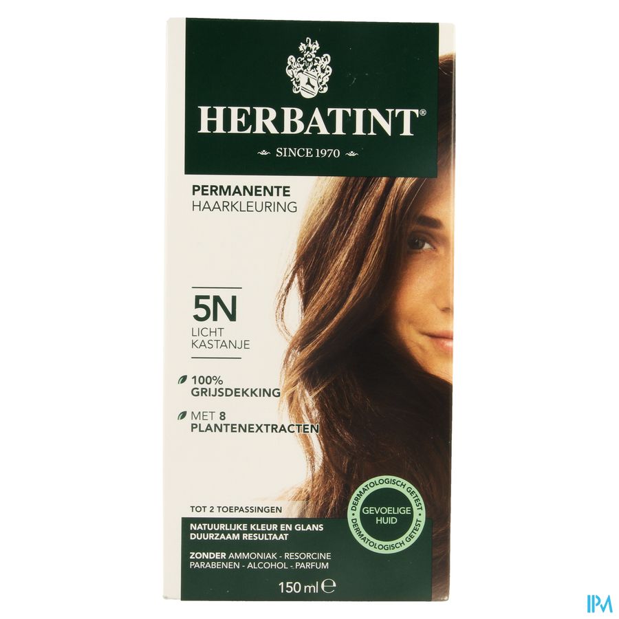 Herbatint Permanente Haarkleuring Kastanjebruin Licht 5N Gevoelige Hoofdhuid 150ml