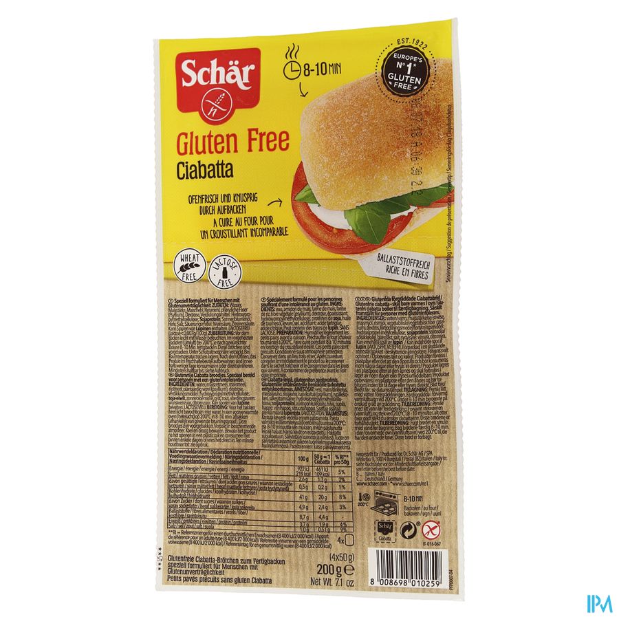 Schar Ciabatta Glutenvrij 200g 6593 Revogan