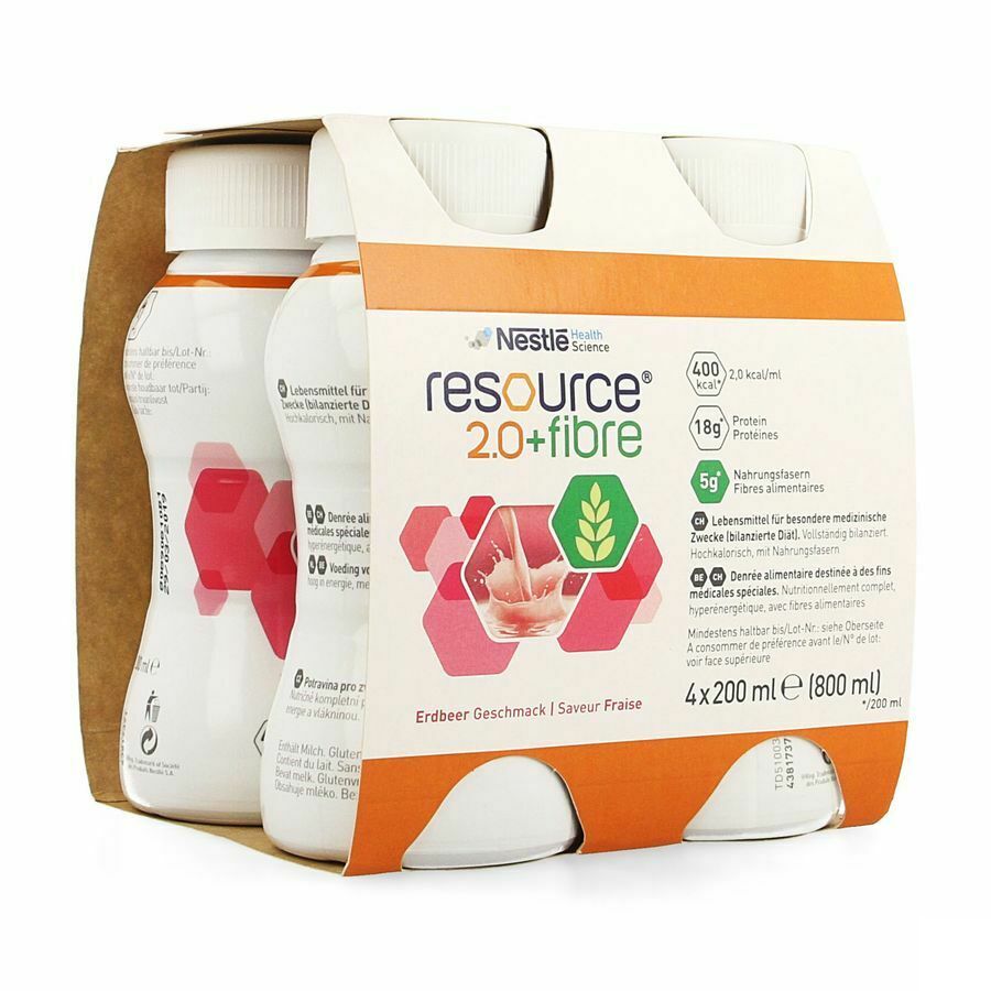 Resource 2.0 Fibre Aardbei 4x200ml