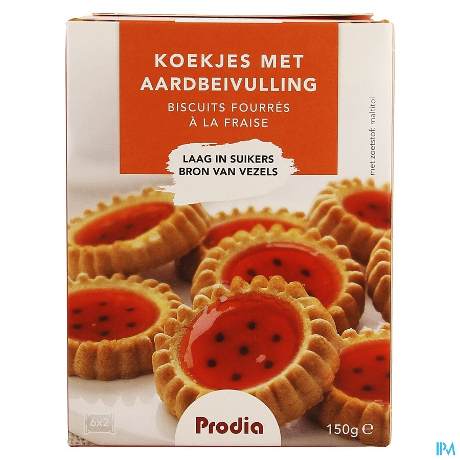 Prodia Gevulde Koekjes Aardbei 150g 5850 Revogan