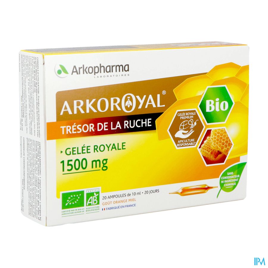 Arkoroyal Koninginnenbrij Biologisch 1500mg 20 Ampulles