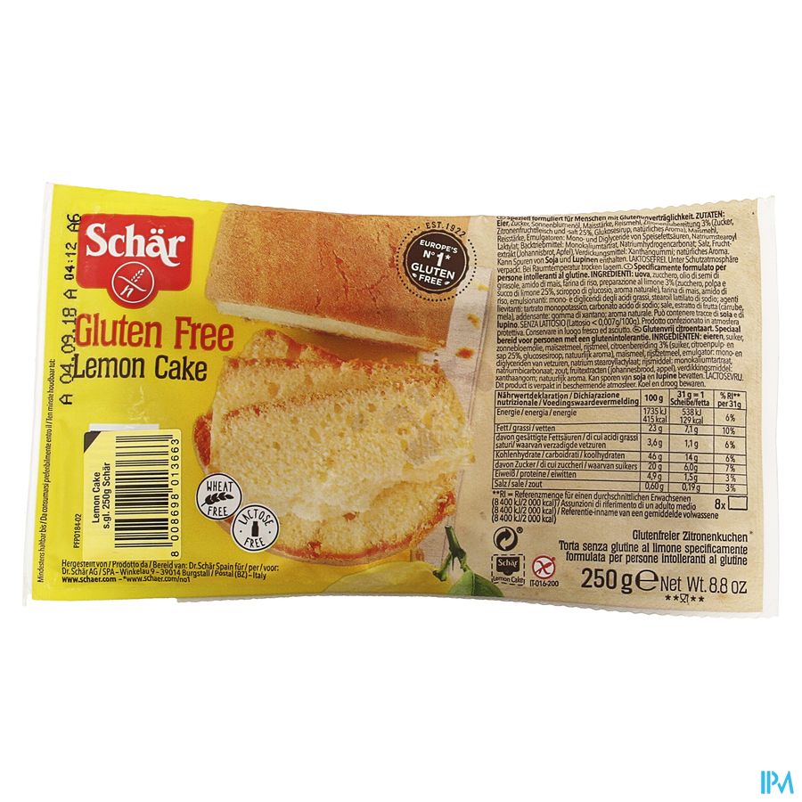 Schar Cake Citroen 250g Revogan