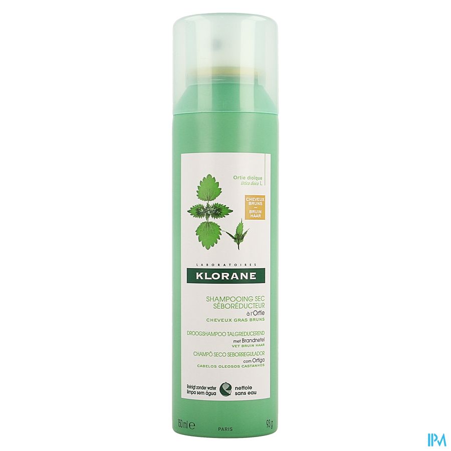 Klorane Droogshampoo Talgregulerend Met Brandnetel Vet + Bruin Haar 150ml