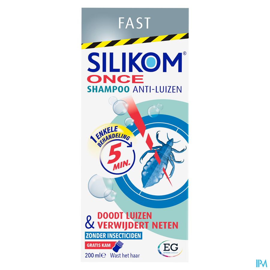 Silikom Once Shampoo Anti-Luizen en Neten Zonder Insecticiden 200ml + Kam