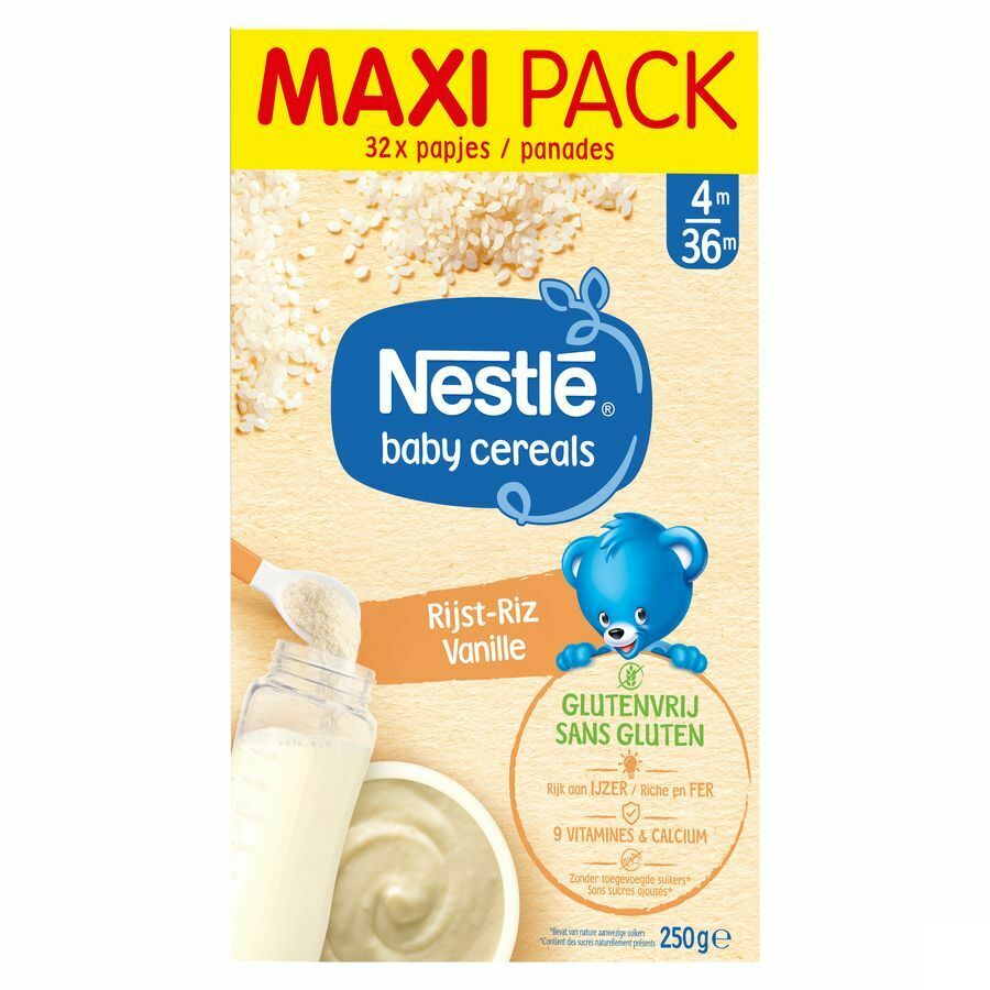 Nestle Baby Cereals Rijst Vanille Glutenvrij Granen Baby 6+ Maanden 500g