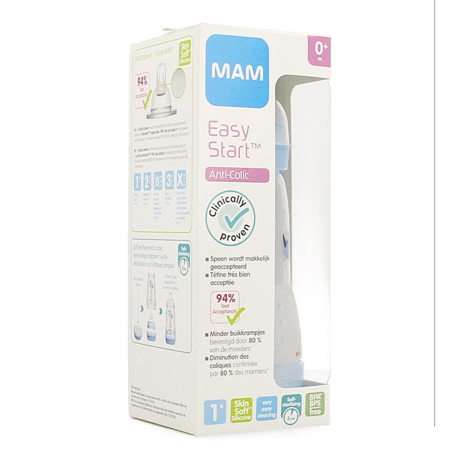 MAM Babyfles Easy Start Anti-Colic grijs 260 ml, 1 st