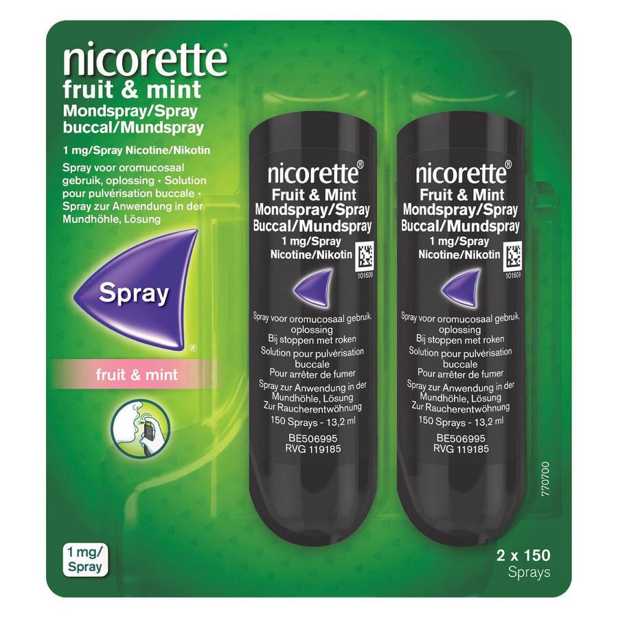 Nicorette Fruit & Mint 1mg Mondspray 2 x 150 sprays