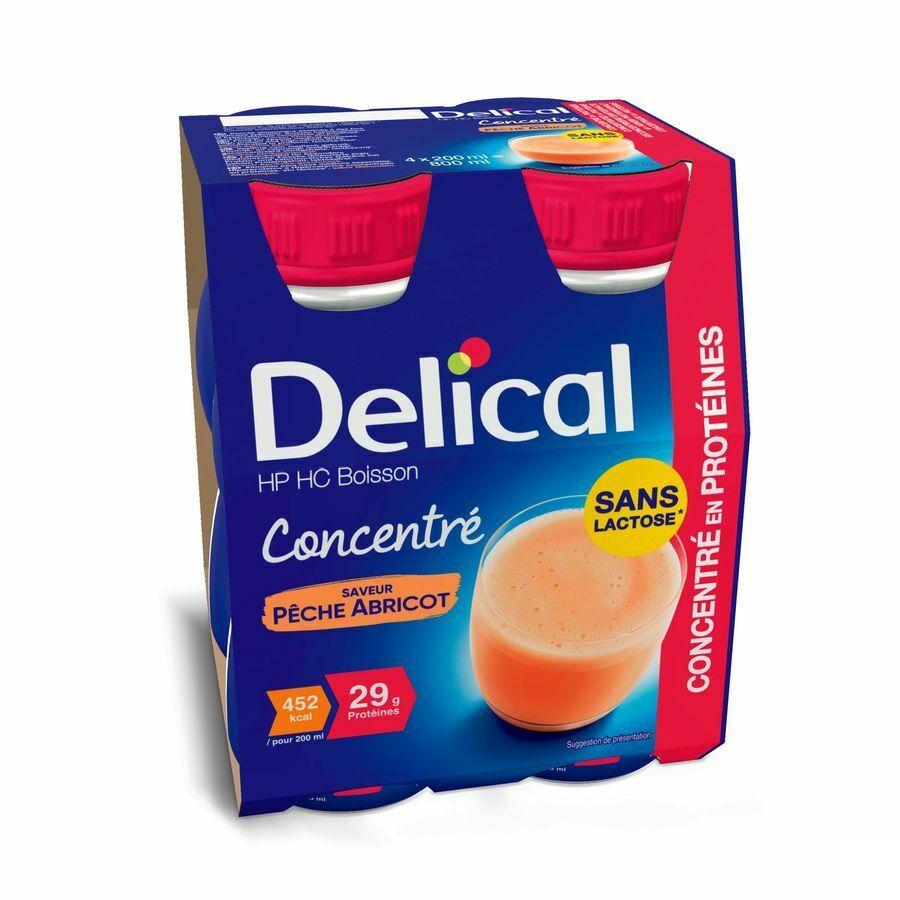 Delical Hp Hc Drank Geconc. Perzik Abrik. 4x200ml