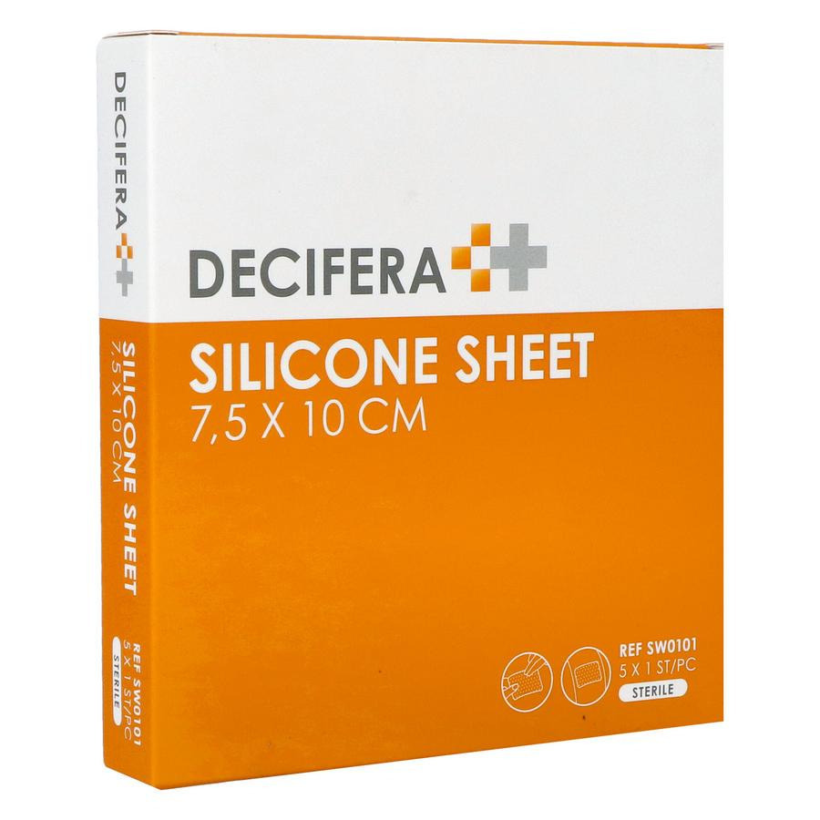 Decifera silicone sheet - 7,5 x 10 cm - 5 stuks - steriel