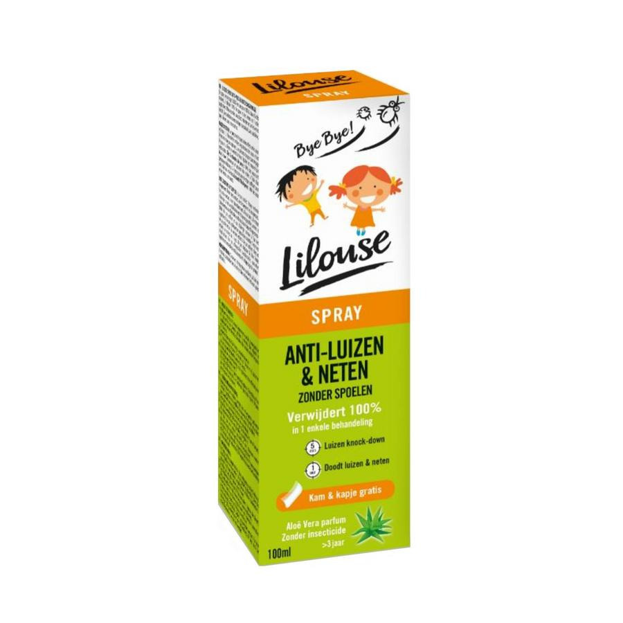 Lilouse Anti Luizen en Neten Spray Zonder Insecticide Vanaf 3 Jaar Kam + Kapje Gratis 100ml