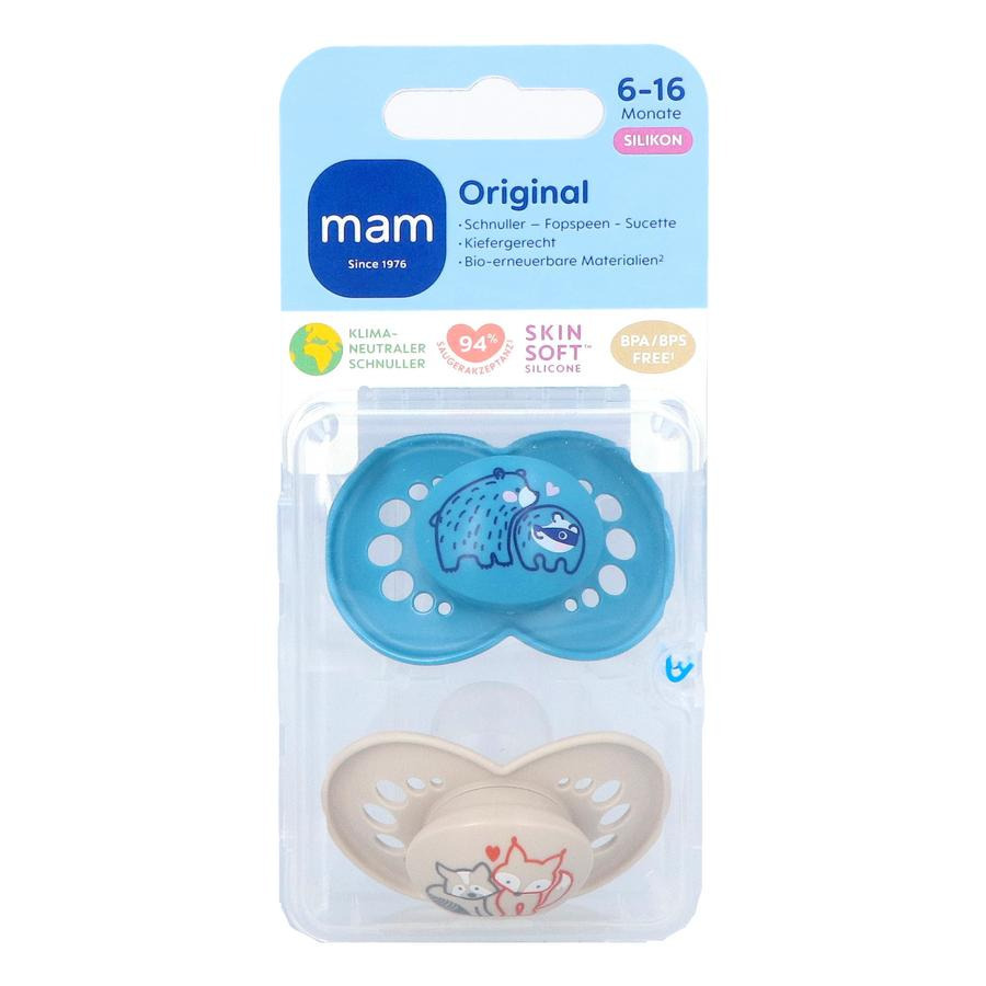 MAM Fopspeen Original Pure Siliconen - 6-16 maanden - Boy | 100% duurzame fopspeen MAM