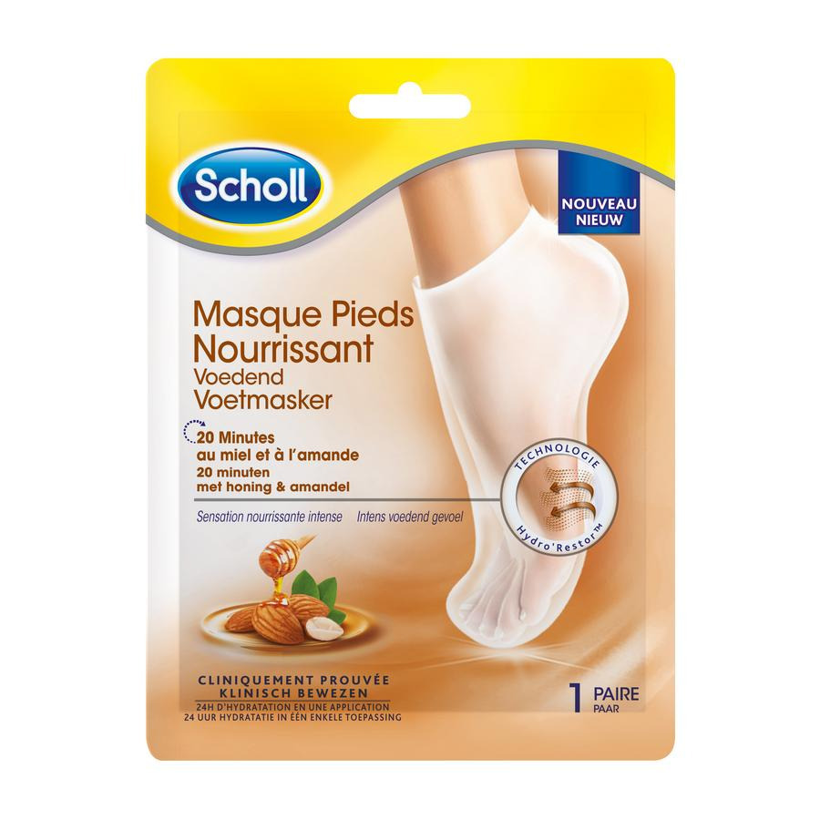 Scholl voedend voetenmasker - 20 minuten masker - honing amandel - 1 paar voor voeten - voetmaskersokken