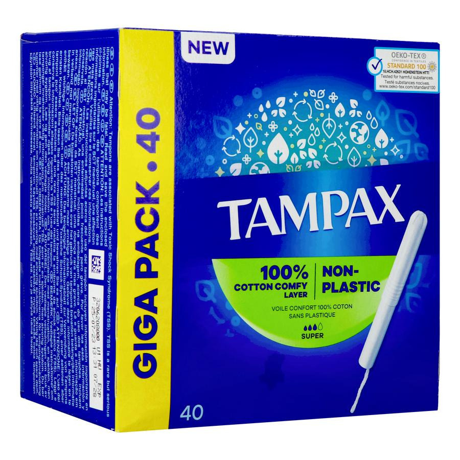 Tampax - Super - Tampons Met Kartonnen Inbrenghuls - 40 Stuks