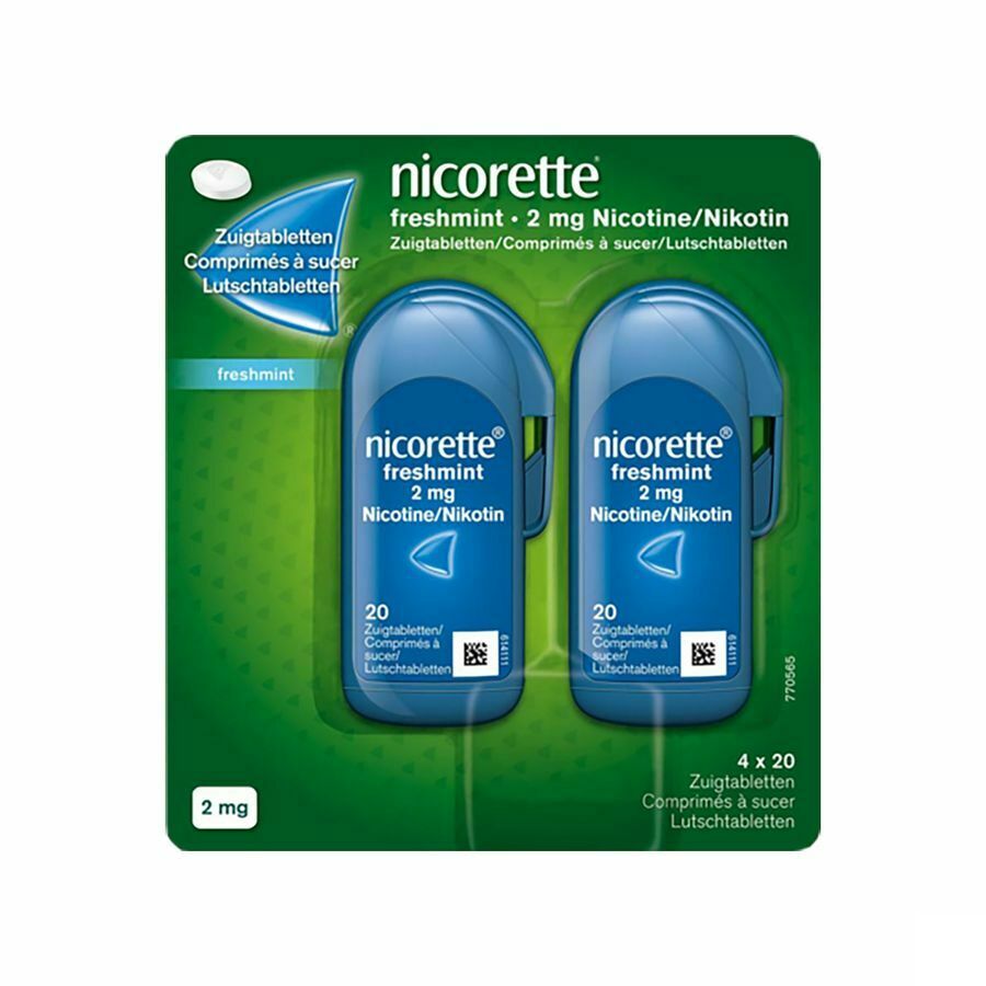 Nicorette Freshmint 2mg 80 Zuigtabletten Zonder Suiker