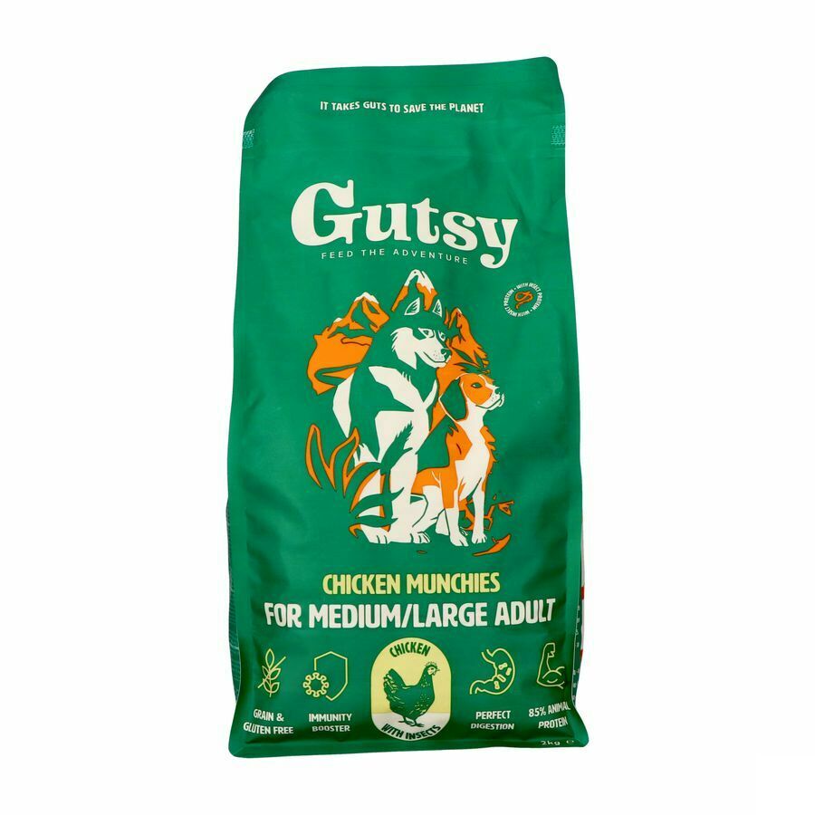 Gutsy Chicken Munchies Medium/Large Adult - Hondenvoeding - 2kg - Duurzaam - Gezond - Hypoallergeen